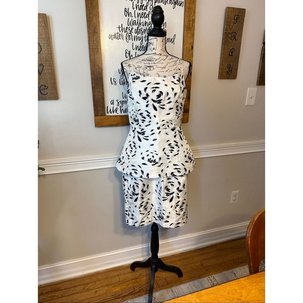 Banana Republic Women's Floral Tank & Skirt 2Pc Set Black White Sz 8/6 NWOT